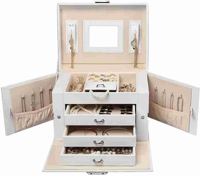 Homde Jewelry Box Necklace Ring Storage Organizer Synthetic Leather