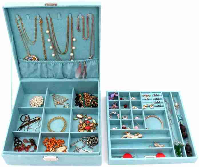 KLOUD City Two-Layer lint Jewelry Box Organizer Display Storage case with Lock