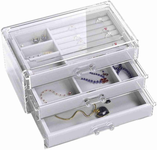 UEK Jewelry Box 3 Drawers Acrylic Jewelry Organizer