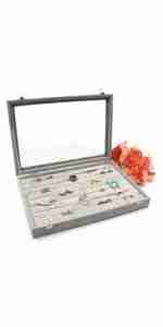 KLOUD City Jewelry Box Organizer Display Storage case（Gray-7 Slots）