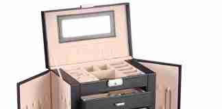 Homde 2 in 1 Huge Jewelry Box Organizer Case Faux Leather
