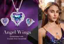Angel Wing Heart Earrings Mermaid color