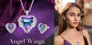 Angel Wing Heart Earrings Mermaid color