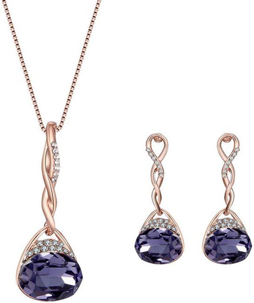 Fashion Silver Teardrop Crystal Necklace Pendant Earrings For Wedding Jewelry Set Lovely and practical
