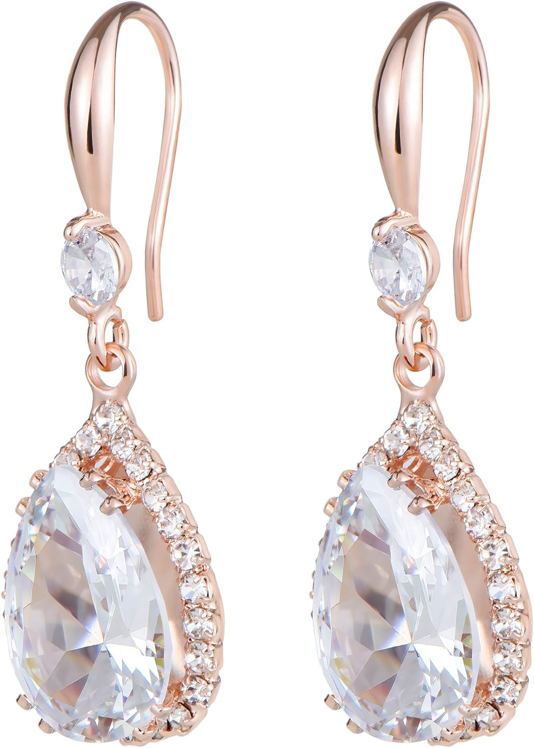 Linawe Diamond Dangle Earrings for Women Trendy, Rhinestone Drop Chandelier Earrings, Teardrop Crystal Cubic Zirconia Wedding Jewelry Set, 14K Gold/Rose Gold/Silver Tone