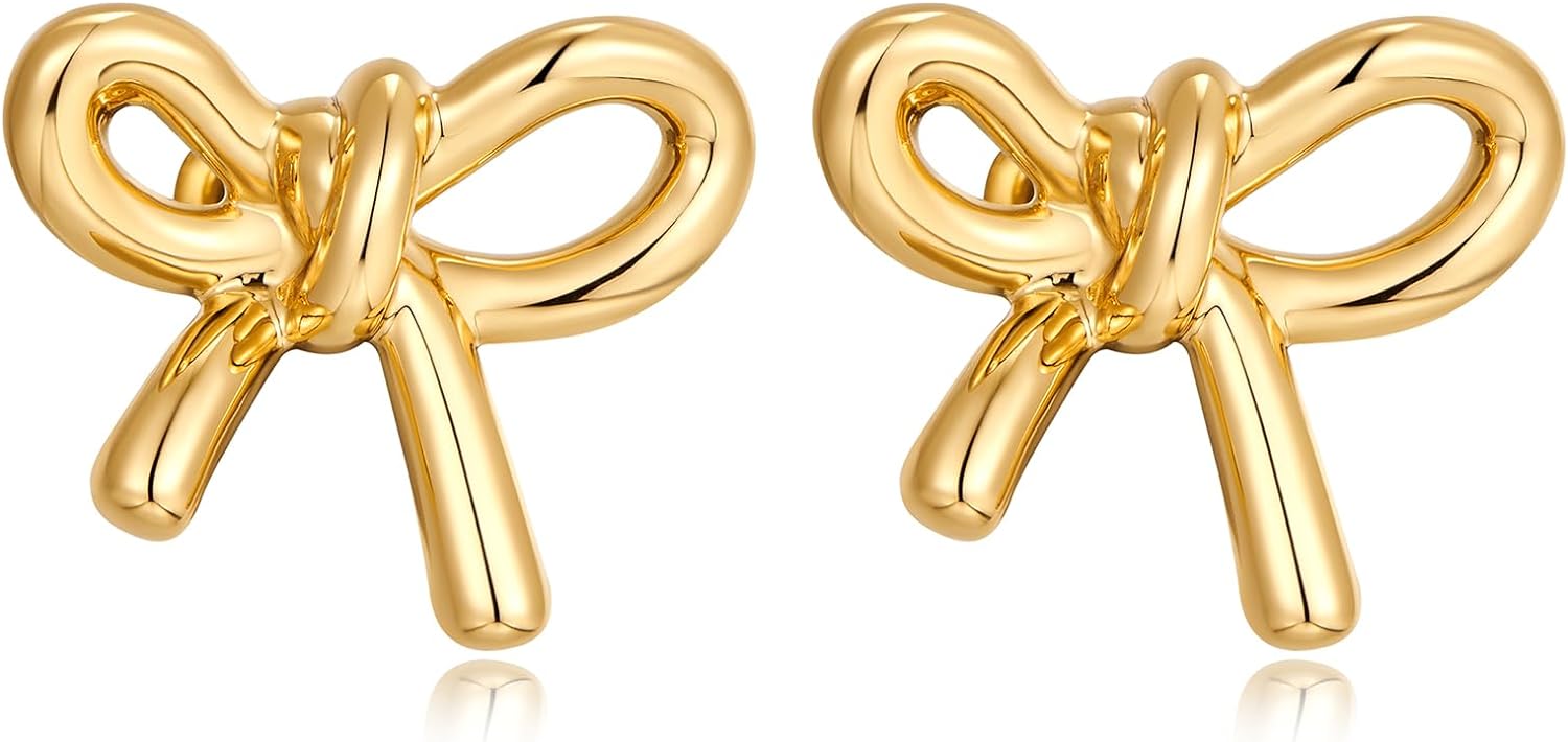 MUYAN Gold Bow Butterfly Stud Earrings Fashion Jewelry for Women