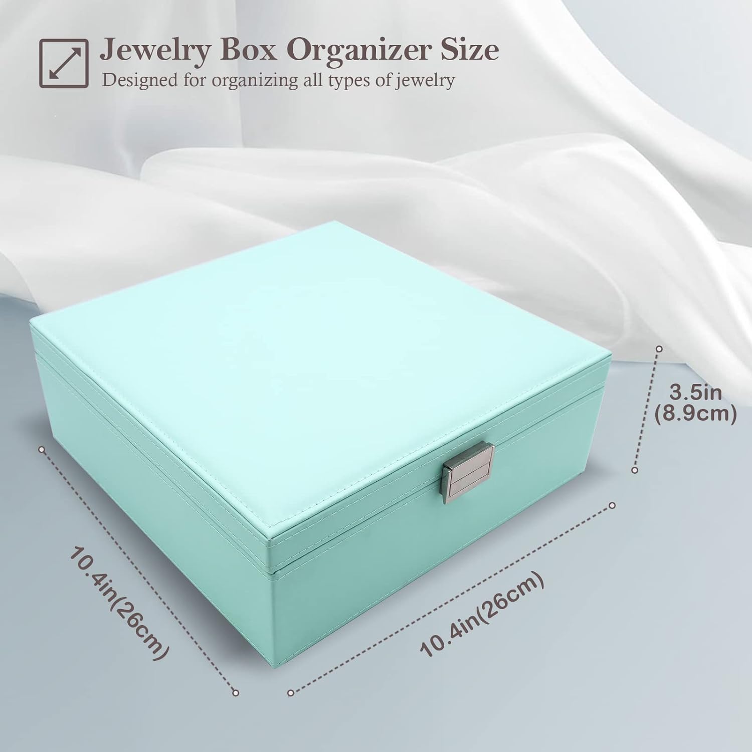 ProCase Jewelry Box for Women Girls Girlfriend Wife, Large Leather Jewelry Organizer Storage Case with Two Layers Display for Earrings Bracelets Rings Watches -Grey