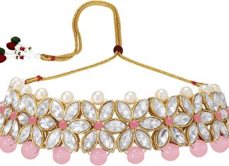 aheli valentines day gifts for her wedding party wear bridal jewellery choker long pearl necklace earrings maang tikka i