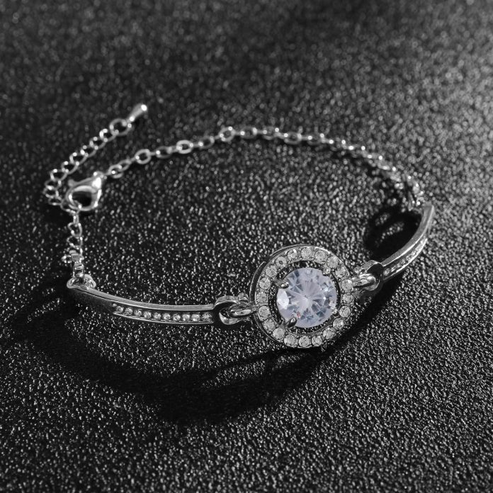 crystal jewelry set for women silver cubic zirconia cz jewellery bridal pendant necklace bracelet earrings set for weddi