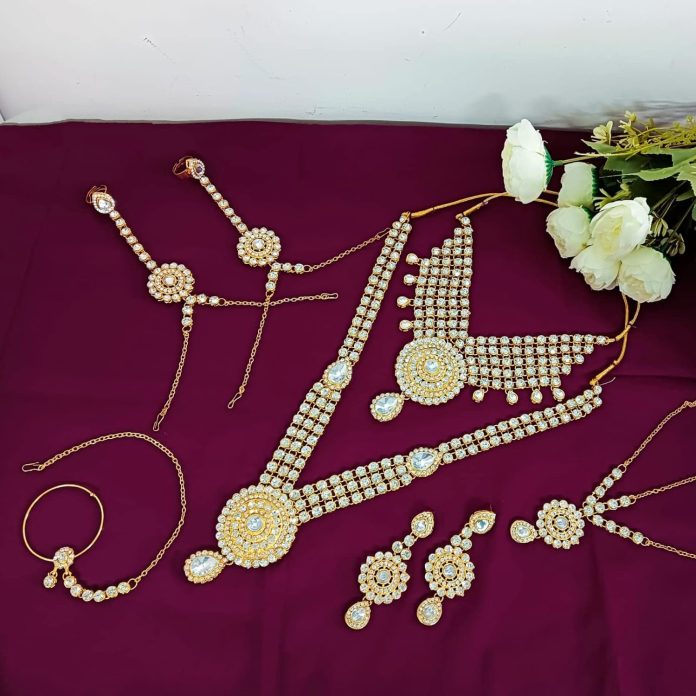 efulgenz indian bollywood bridal wedding kundan crystal necklace earring maang tikka head chain nose ring bracelet jewel