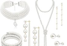 eielo 16 pcs pearl necklace earrings set for women girls simulated pearl bracelet faux pearl necklace dangle earrings je
