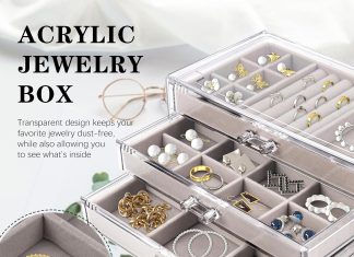 hmdivor acrylic jewelry organizer with 5 drawers jewelry organizer drawer with velvet trays earring jewelry organizer fo