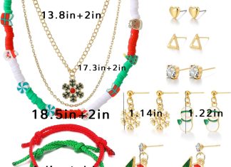 ifkm 36 pcs gold plated jewelry set with 4 pcs necklace 11 pcs bracelet 7 pcs ear cuffs earring 14 pcs knuckle rings for