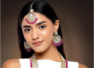 indian ethnic wedding faux kundan beaded bridal long necklace earrings with maang tikka traditional jewellery set for wo