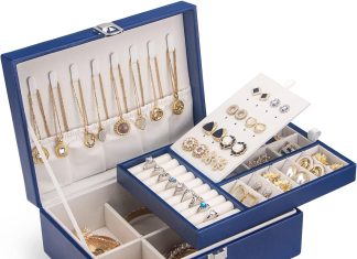 jewelry box for women girls 2 layer jewelry organizer smooth leather with lock jewelry storage case display jewellery ho