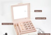 jewelry storage box with glasses lid 3 tiers jewelry organizer box for women girls jewelry case for rings bracelets earr