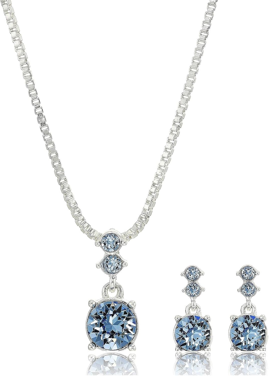 Nine West Womens Boxed Necklace/Pierced Earrings Set, Silver/Blue, One Size