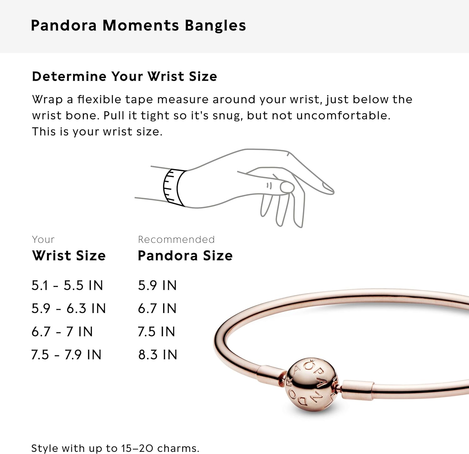 Pandora Moments Ball Clasp Bangle for Women - Compatible Moments Charms - Bangle Charm Bracelet