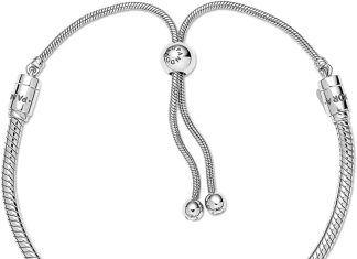 pandora moments snake chain slider bracelet charm bracelet for women gift for her sterling silver with clear cubic zirco