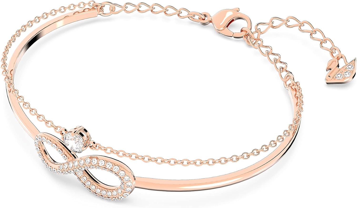 SWAROVSKI Infinity Twist Jewelry Collection, Bracelets  Necklaces, Rhodium  Rose Gold Tone Finish, Clear Crystals