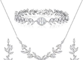 sweetv bridal jewelry set for wedding cubic zirconia necklace dangle earrings bracelet set teardrop marquise brides brid