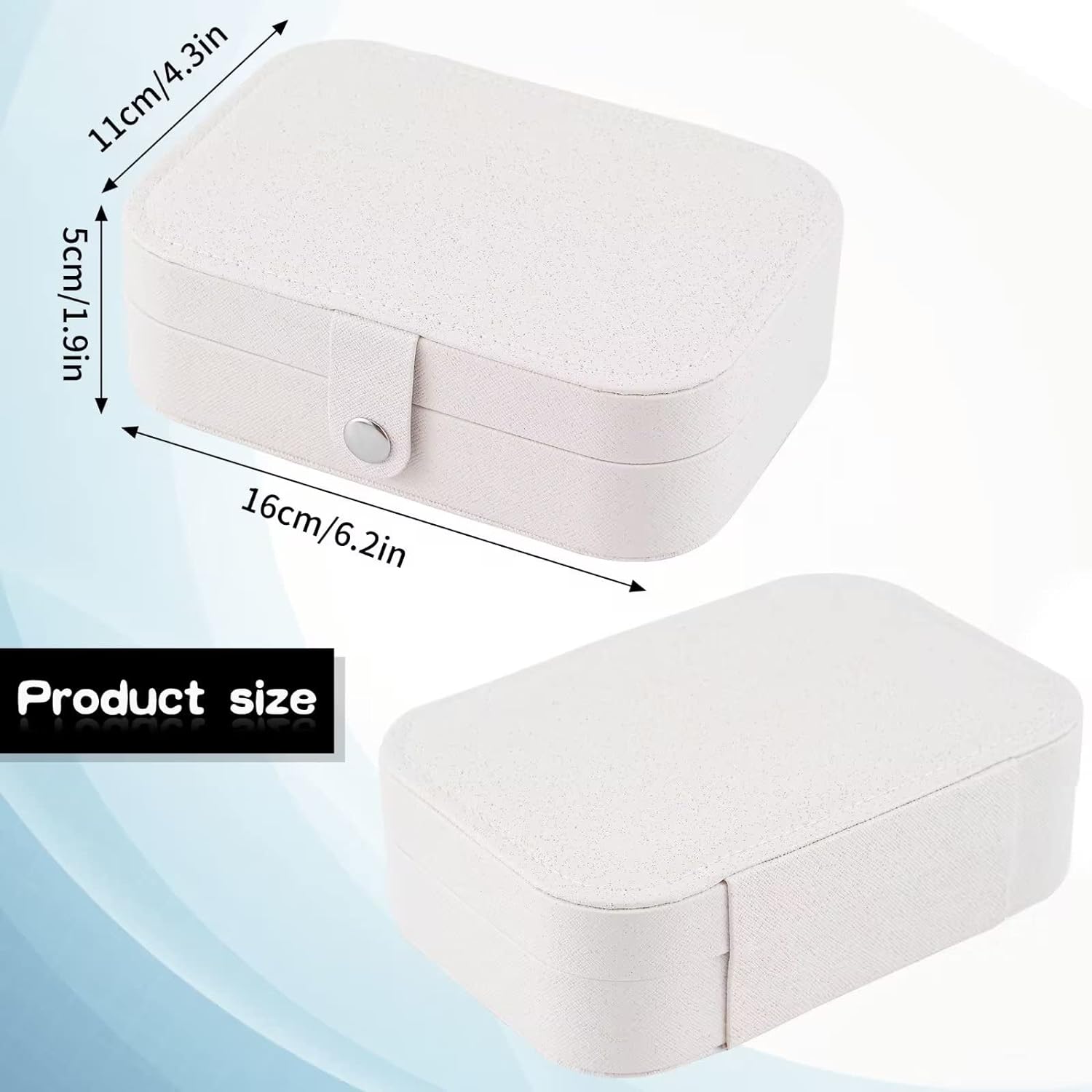 Travel Jewelry Box, PU Leather Small Jewelry Organizer for Women Girls, Double Layer Portable Mini Travel Case Display Storage Holder Boxes for Stud Earrings, Rings,Necklaces,Bracelets (white).