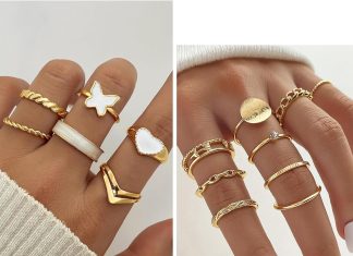 vkme 45 pcs gold jewelry set for women girls dainty dangle earringselegant knuckle ringsadjustable bracelets and necklac