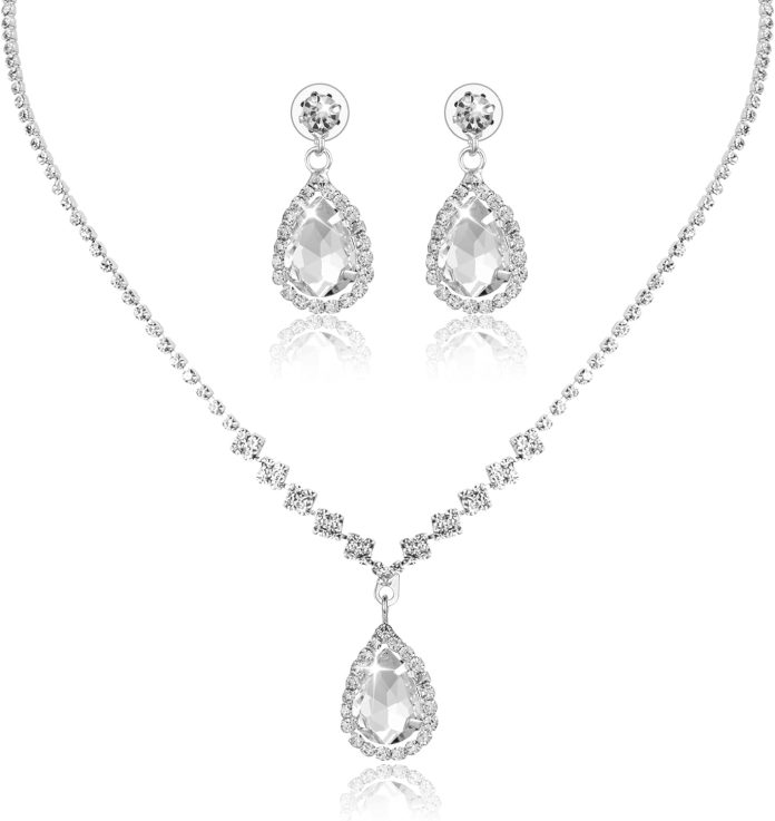 yolev bridal wedding jewelry set for wedding simple teardrop dangle crystal prom womens bridesmaid jewelry set for weddi