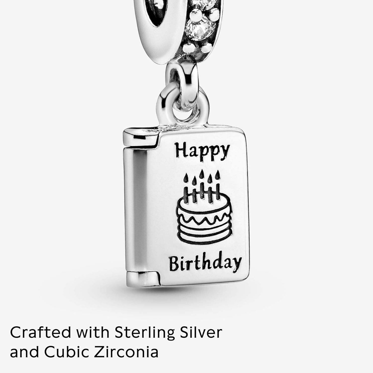 Pandora Jewelry Birthday Card Dangle Cubic Zirconia Charm in Sterling Silver